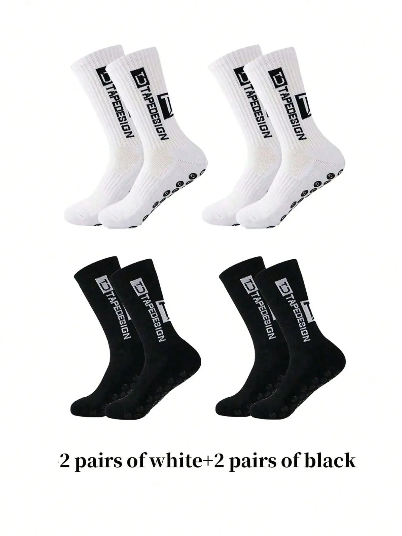 2/4/8 pairs.Men's Anti-Slip Sports Socks with Grip Pad, Comfortable Soft Mid-Calf Socks for Running, Basketball, Soccer, All Seasons, Multi-Purpose