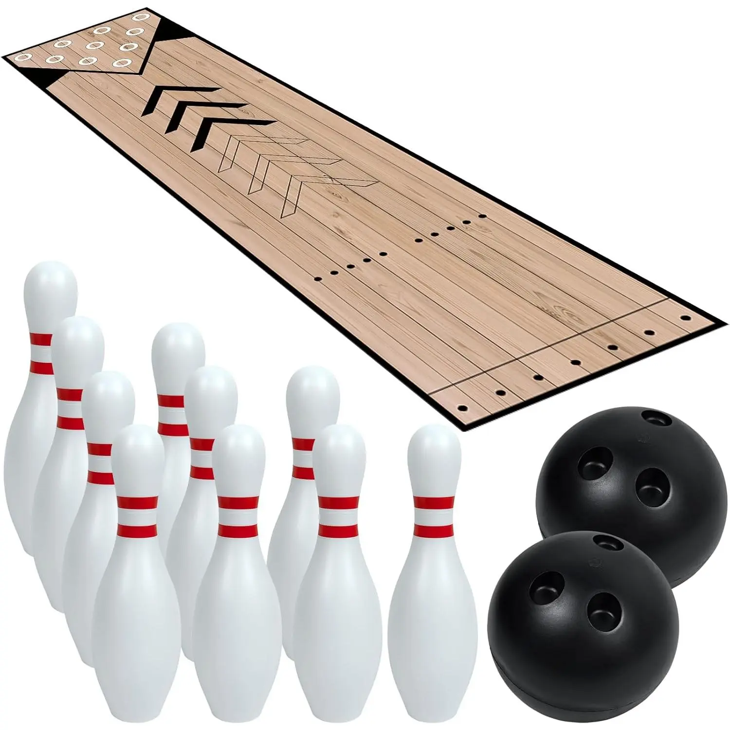 Mini Full Bowling Alley Set Indoor Outdoor Home Use with Lane Pins & Ball for Family & Friends