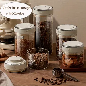 1pc 16.91/37.2/57.48oz 2-In-1 Coffee Bean Storage Jar with a Gas Valve, Featuring a Sealing Function for Waking Beans, Made of High Borosilicate Glass, Heat-Resistant, Easy to Clean, And Suitable for Storing Various Snacks And Grains