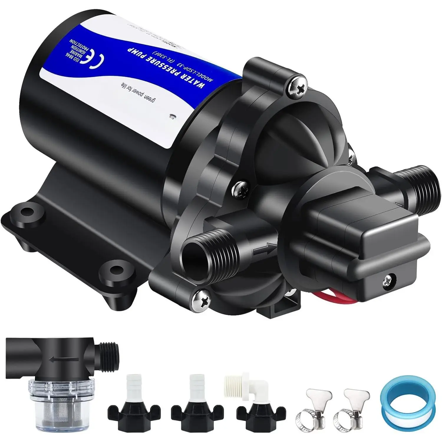 12V DC Self-Priming Water Transfer Pump, 4GPM 45PSI High  Booster Pump for RV, Garden, Marine & Yacht