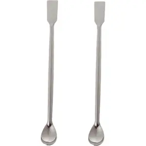 2 Pcs Long Handle Stainless Steel Melting Spoon Stirring Rod Gold Silver Melting Casting Refining Tool Multifunctional Coffee Beverage Stir Sticks Stirrers, Silver