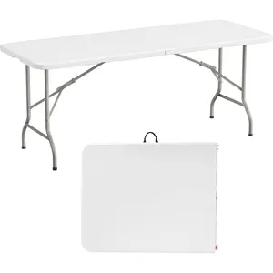 Heavy-duty folding table, height-adjustable, foldable and portable, suitable for indoor and outdoor use--camping, picnics, parties, weddings, dining, multi-functional table