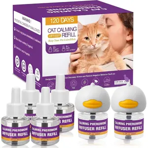 Cat Calming Pheromone Diffuser Kit, 2 Plug-Ins + 4 Refills (48ml Each),Long-Lasting Stress & Anxiety Relief, Reduces Fighting, Spraying & Scratching, Safe & Drug-Free Comfort for All Cats and Kittens