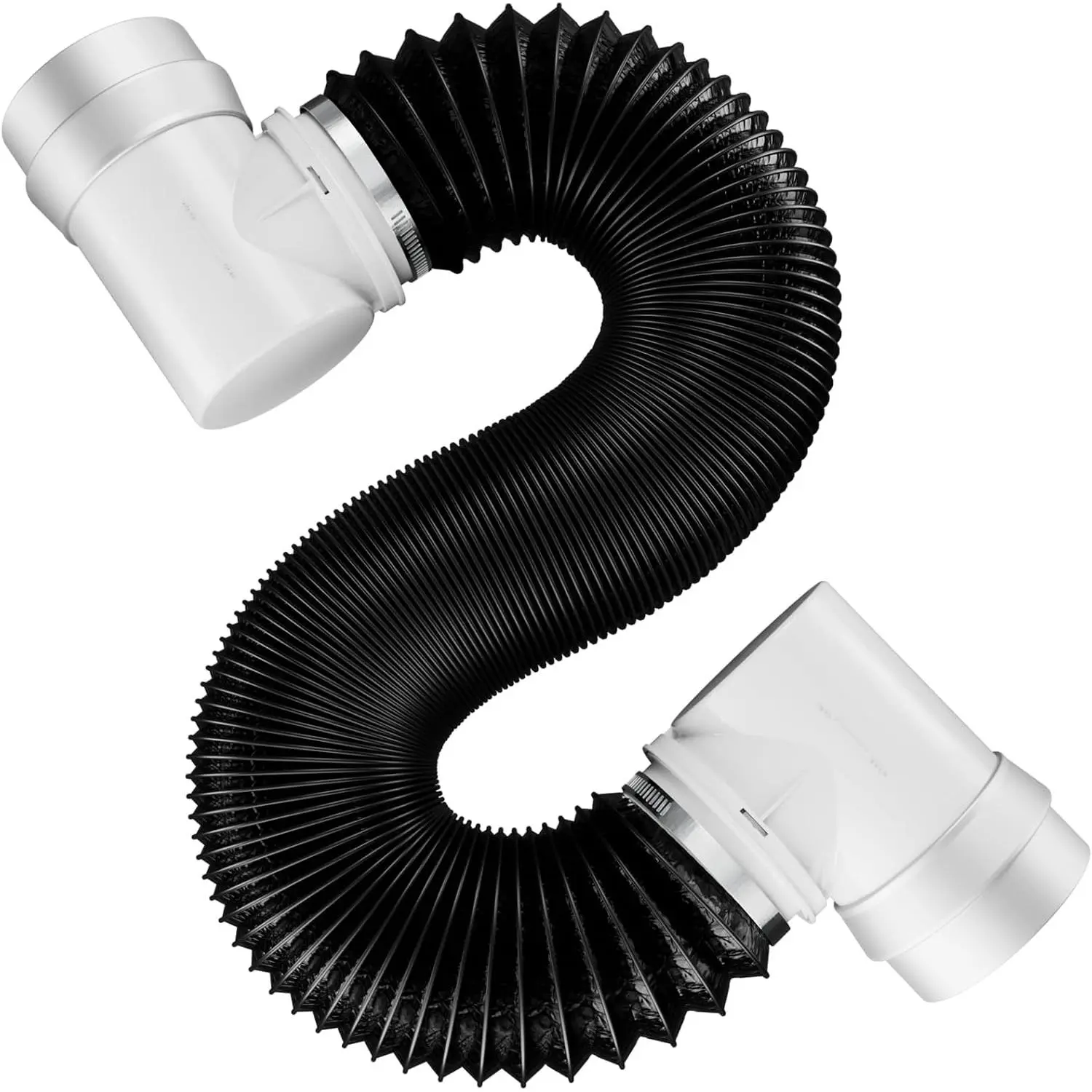 Dryer Vent Hose for Tight Space 4 Inch, 8Ft  Exhaust Duct Hose with Dryer 90  Elbow & Rubber Seal Connectors, Crush Proof Space-Saving Dryer Vent Hose for Clothes Dryer