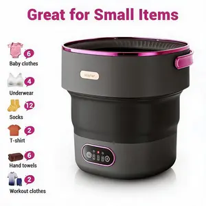 13L Mini Collapsible Washing Machine – Portable Washer with 3 Wash Modes, Spin Dryer & Basket, Silent Operation, Compact for Baby Clothes, Underwear, Socks, Travel, Apartment, Dorm, RV, Camping