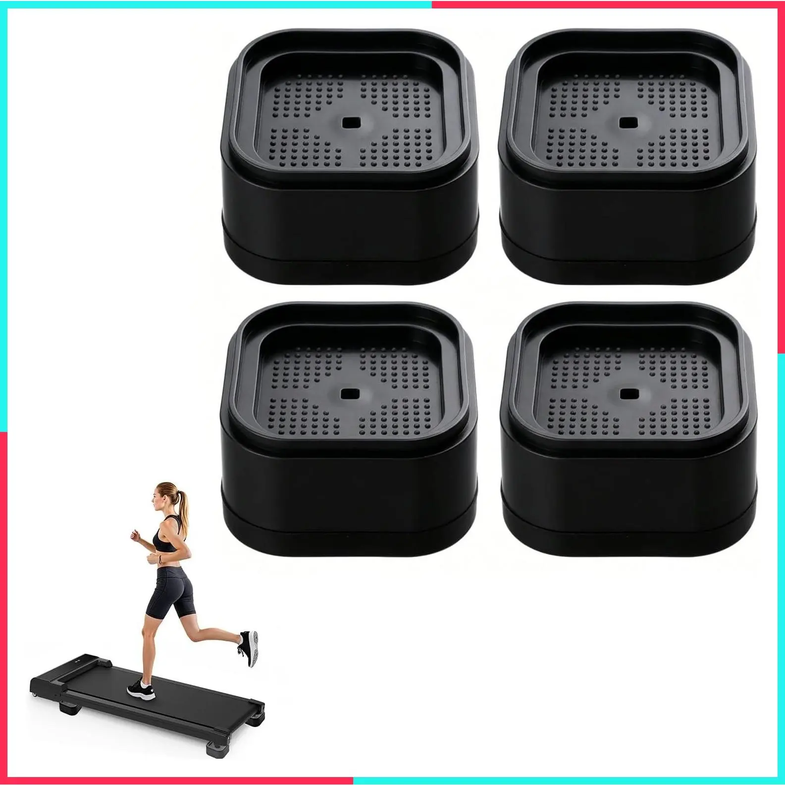 4 Pack Treadmill Incline Riser Blocks, Stackable Adjustable Height Pads, Non-Slip Support for Leveling & Uphill Workout Home Gym