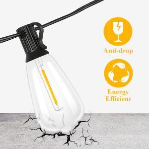 【SUMNEW-STORE】Outdoor String Lights, 25-200FT Patio Lights with 10-100 ST38 LED Edison Bulbs, Waterproof Connectable String Lights for Outside, Dimmable Hanging Light for Backyard Porch Decor, Black