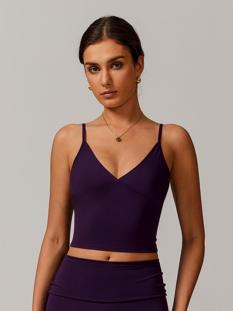 Women's Solid Color Sports Cami Top, Breathable Comfortable Sports Top, Ladies Sportswear for Indoor Outdoor Wear