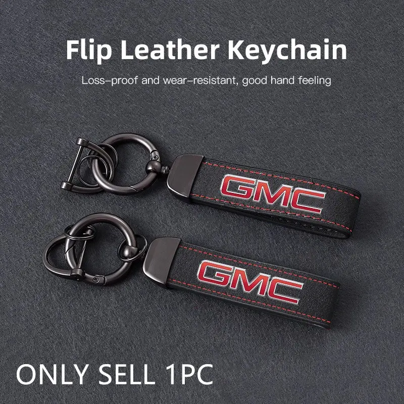 1Pcs Leather Keychain Car Keychain Hand-Woven Key Rope Key Ring Auto Emblem Accessories For GMC Terrain Sierra Canyon Yukon Acadia Savana Denali AT4 Granite Keychain for Car Keys