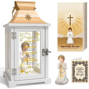 Christian Gifts for Women Faith, Inspirational , Prayer of Peace Figurine Lantern, Religious Gifts for Female Men,