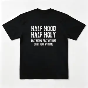 Soft Graphics Half-Hood Half-Holy Pray Hoodie - Casual Streetwear Apparel with Durable Fabric, "Pray With Me Don't Play With Me" Print, Unisex Sports Top, Perfect Gift Option