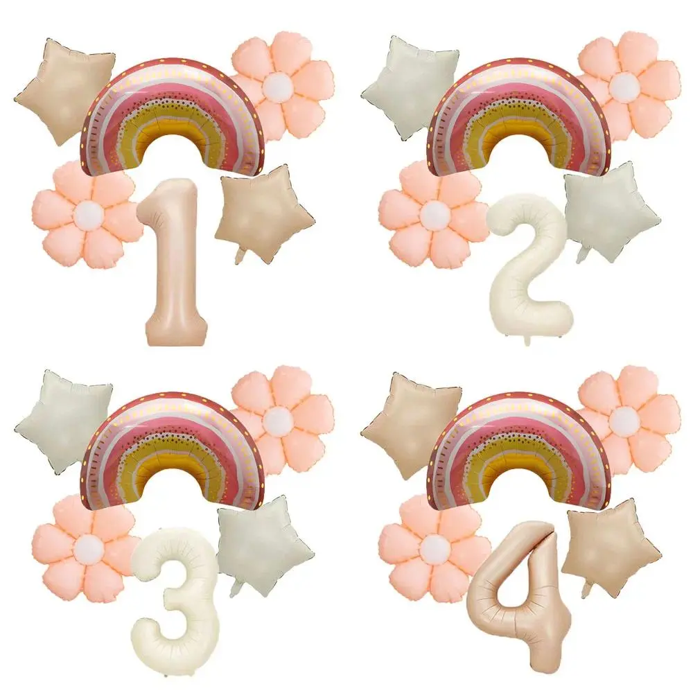 Two Groovy Party Retro Rainbow with 40inch Cream Number Foil Balloon Boho Daisy Birthday Party Baby Shower Wedding Decoration