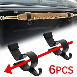 6pcs Car Trunk Umbrella Hooks Plastic Trunk Mounting Bracket Umbrella Holder Trunk Organizer for Hanging Umbrella Fishing Rod Handbag Shopping Bag