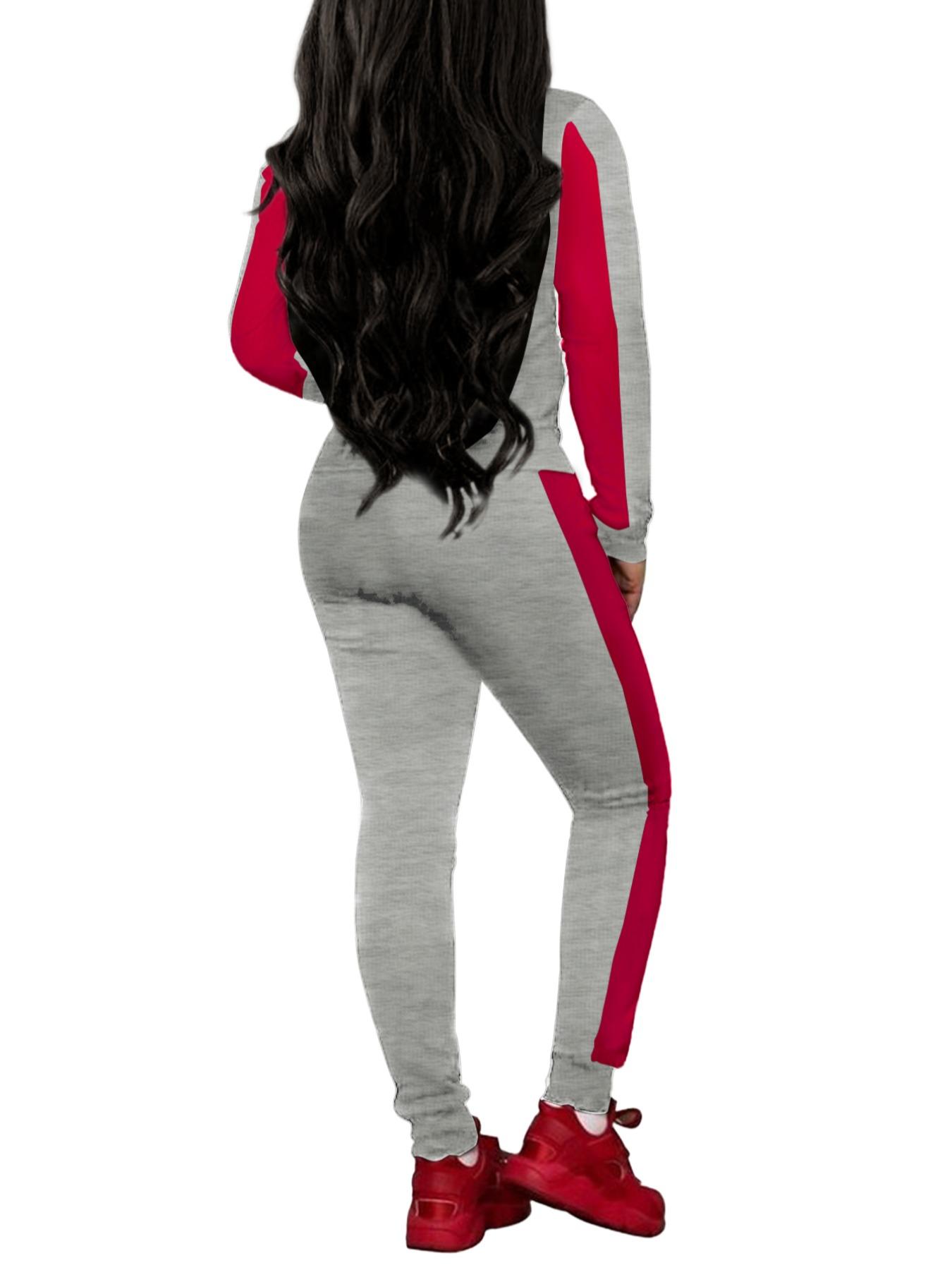 Two-piece Set Women's Colorblock Zip Up Hoodie & Pocket Pants, Casual Matching Set, Long Sleeve Drawstring Hooded Jacket & Trousers for Spring & Fall, Women's Clothes for Daily Wear