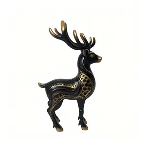Gold Resin Deer Sculpture, Geometric Hollow Design, Luxury Office Desk Decor, Business Gift for Opening Ceremony, Moving in Celebration