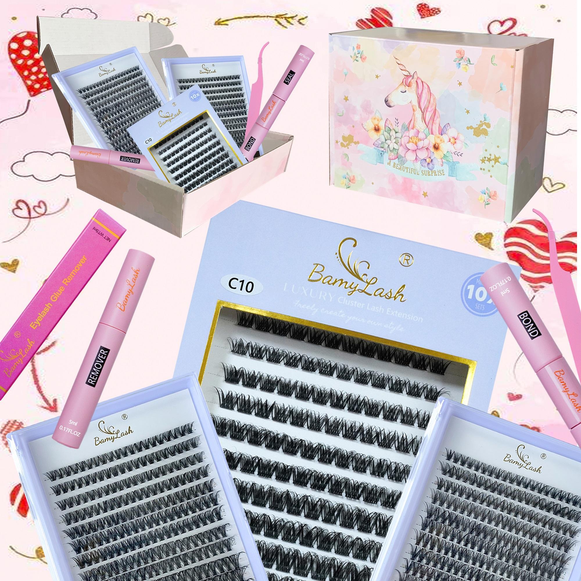 Natural Look Eyelash Extensions Kit, Eyelash Set, 3 Boxes False Eyelashes with Tools, Professional Eye Makeup Accessories for Women, Cosmetic, Eyelash Clusters