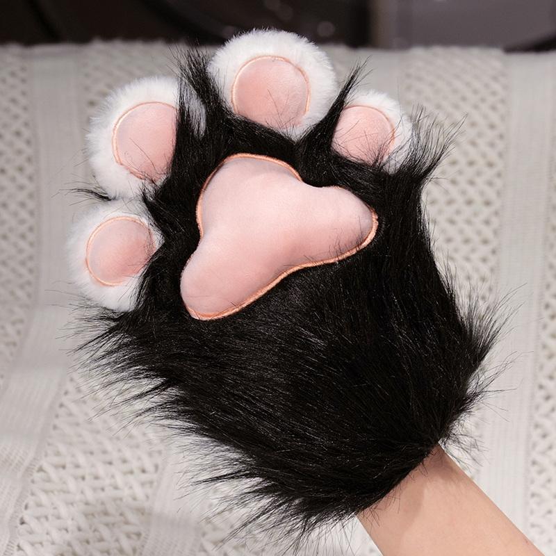Kawaii Plush Furry Cat Claw Gloves Bird wings Faux Fur Fox Paws Mittens for Halloween Cosplay Costume Accessories Gloves