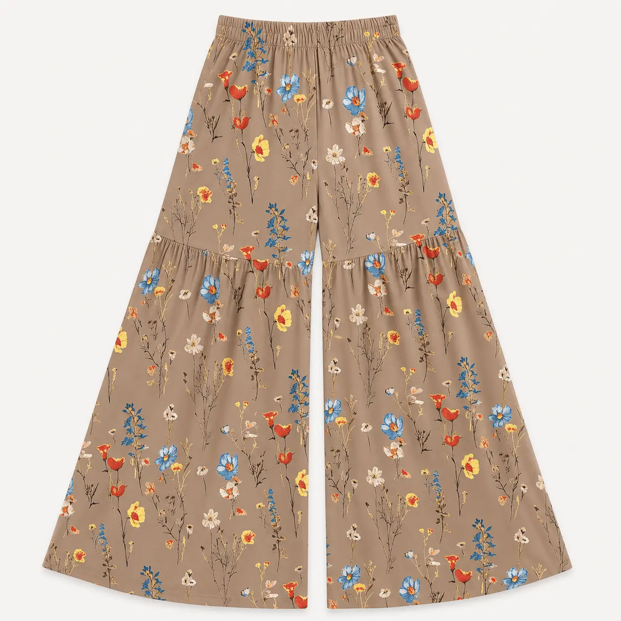 Women’s Chic Floral Print High-Waist Wide-Leg Polyester Woven Palazzo Pants with Pockets, Loose Boho Bottoms for Beach, Vacation Wear (Pants for Women)