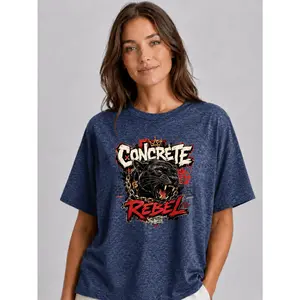 Oversized T Shirt Black Concrete Rebel Panther Graphic Print Streetwear Casual Daily Wear