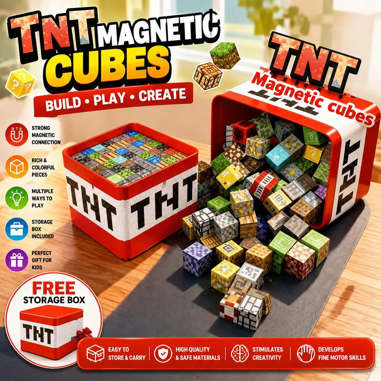 Magnetic Cube Building Blocks Toy, Mini Magnetic Puzzle for Kids, Creative Development Gift, Christmas Birthday Present