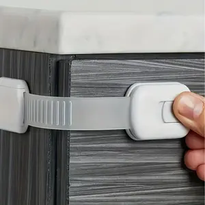 1 piece baby protection cabinet lock for drawers, refrigerators, washing machines, bucket holders, cabinets, closets, ovens, bins, non-adhesive adjustable multi-purpose latch child lock (white)