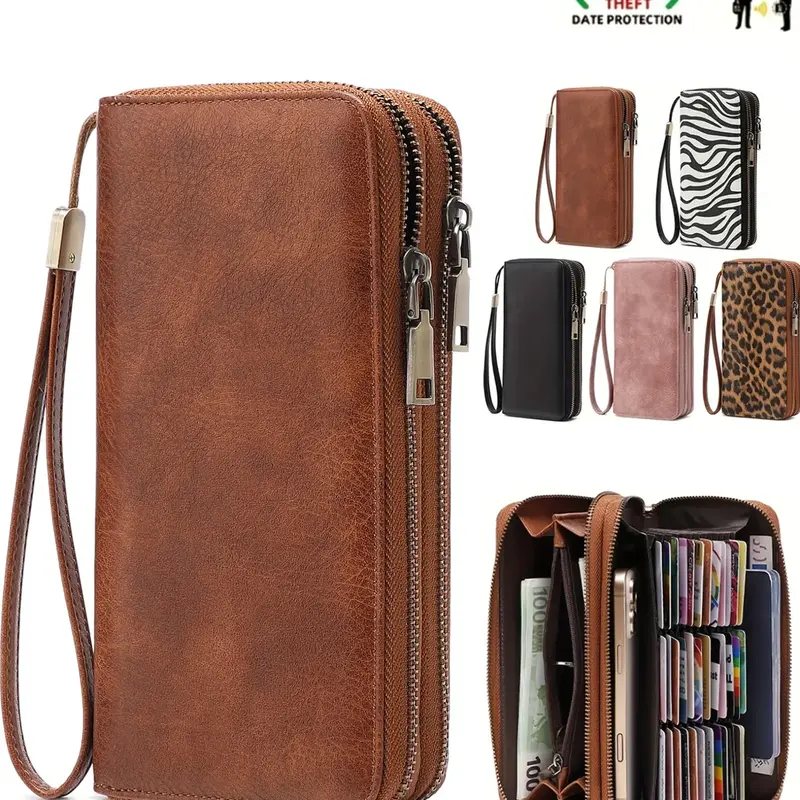 Women's Vintage Zipper Long Wallet With Floral Print, Multi-Functional Fashion Handbag With Large Capacity, Zipper Phone Pouch For Women Wallet Purse Wallet Wristlet Wallet ,Suitable for Thanksgiving, Christmas, and men's gift giving,Valentine's Day