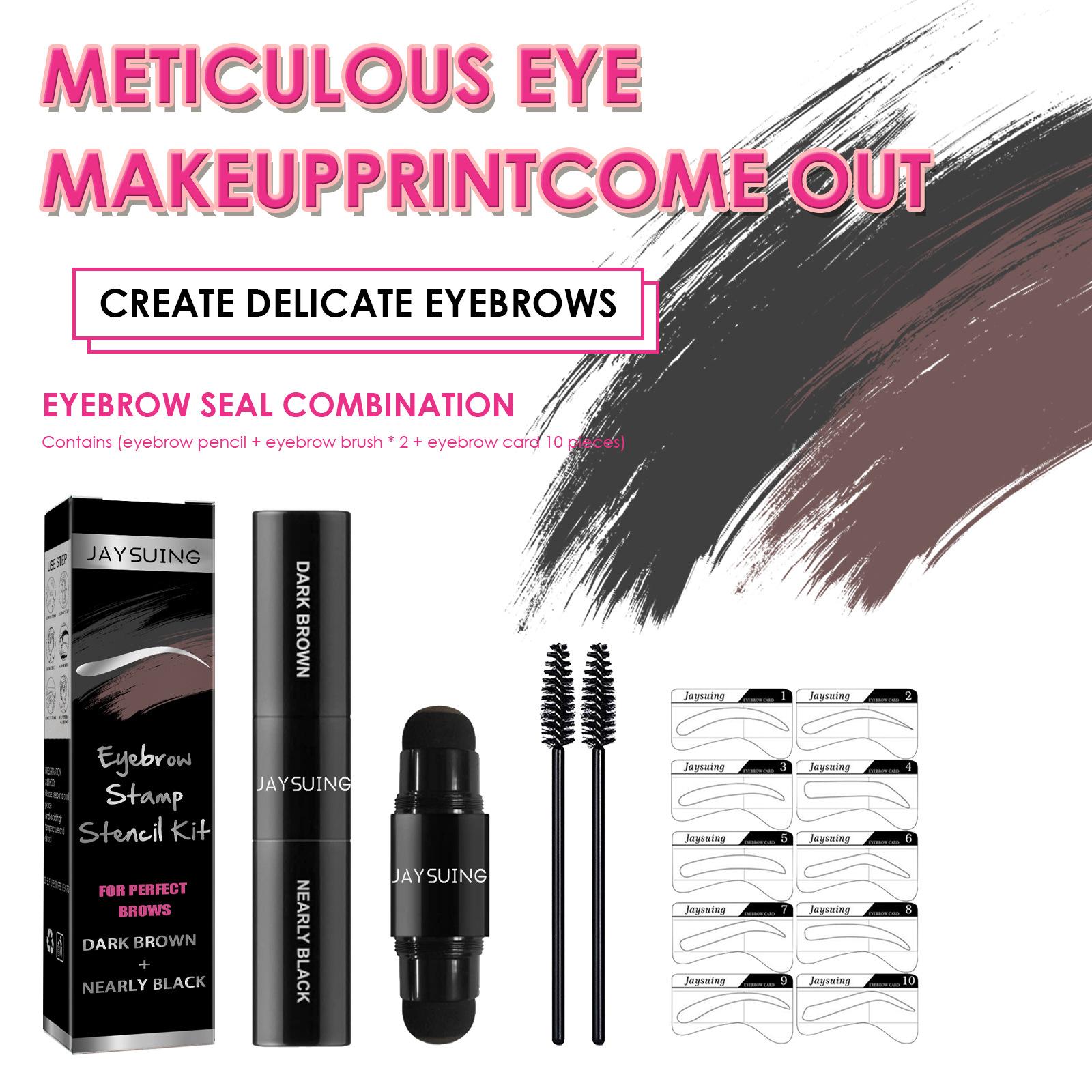 Jaysuing One Step Eyebrow Stamp Stencil Kit| Waterproof Brow Powder & Hairline Shadow| Long-Lasting & Natural Look for Beginners Jaysuing One Step Eyebrow Stamp Stencil Kit| Waterproof Brow Powder & Hairline Shadow| Long-Lasting & Natural Look for Beginners