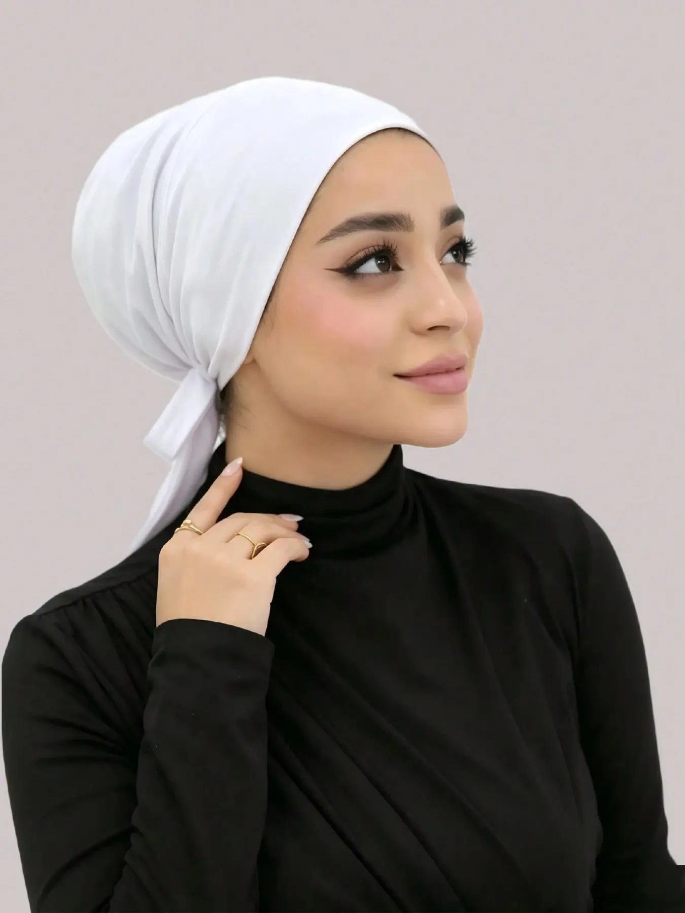 1 Piece Muslim Drawstring Headscarf, Adjustable Hijab Undercap Tube Cap Under Scarf, Elegant Solid Color Turban For Women, Convenient Accessories For Daily Wear