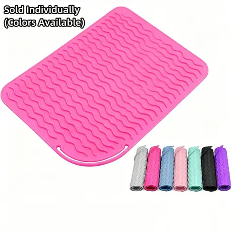 Portable Silicone Heat-Resistant Mat for Hair Straighteners, Hair Styling Tool Accessory for Home & Travel, Compatible with Flat Irons & Straightening Brushes, Sold Individually