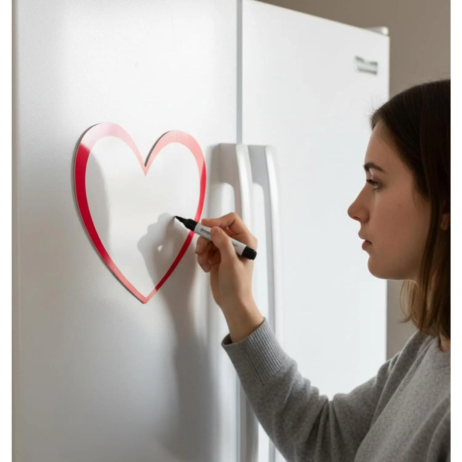 Refrigerator Small Whiteboard with Heart Magnets and Marker, Practical Heartfelt Gift for Homemakers