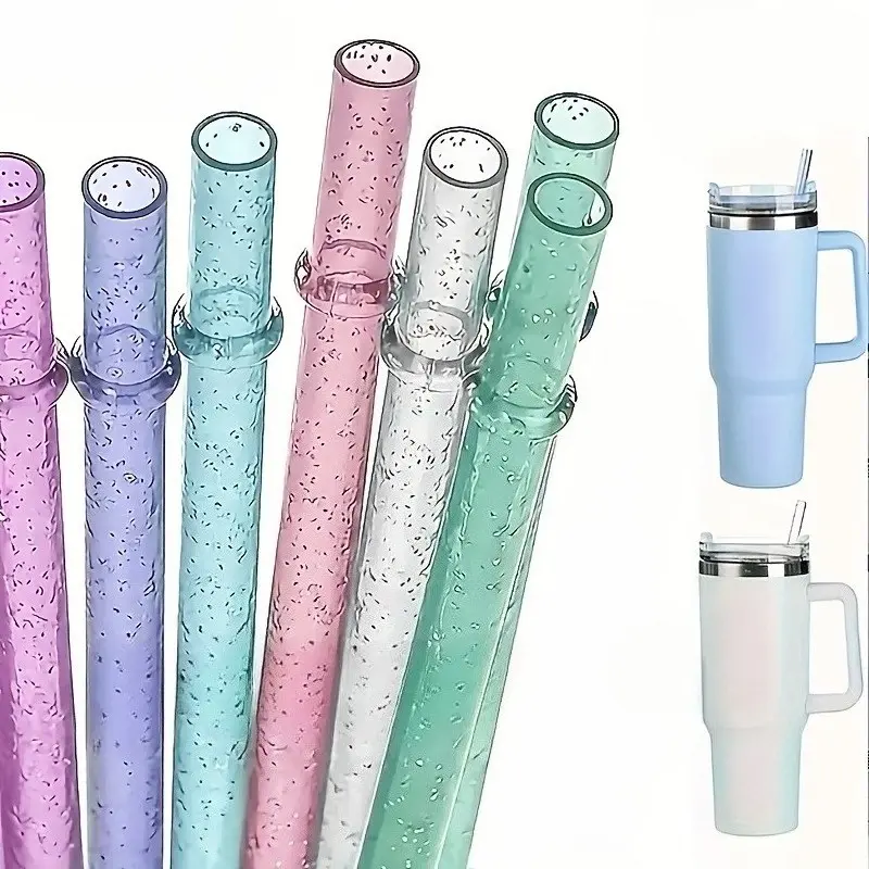 6pcs Reusable Plastic Straws, Fits Multiple Cup Sizes, Suitable for Business and Outdoor Use, Random Colors, Eco-Friendly Drinking Accessories