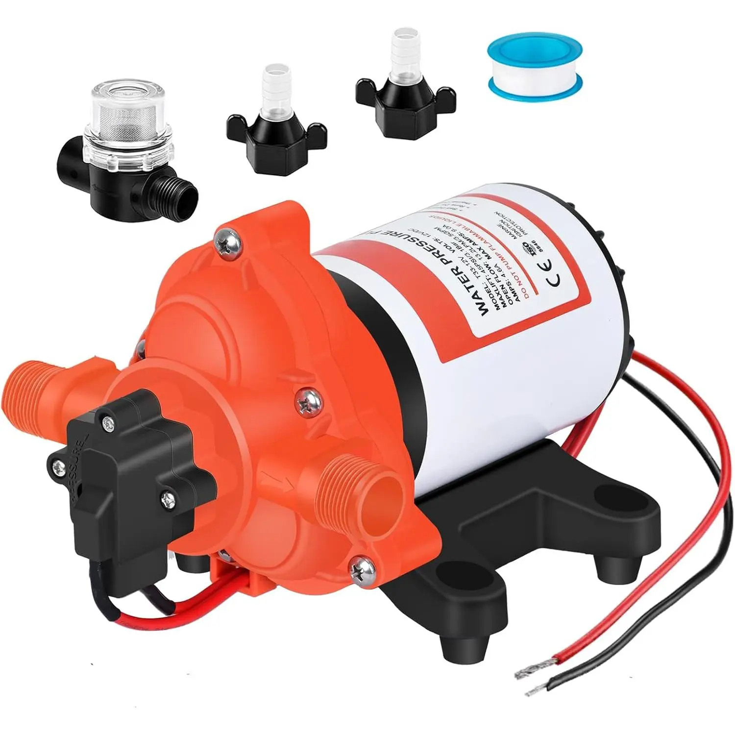 DC 12V RV Water Pump 3.5GPM 45PSI, 12   Demand Water  Pump with   Quiet Self-priming Portable Diaphragm Pump for RV Camper Marine Garden Yacht  irrigation Rain Barrel
