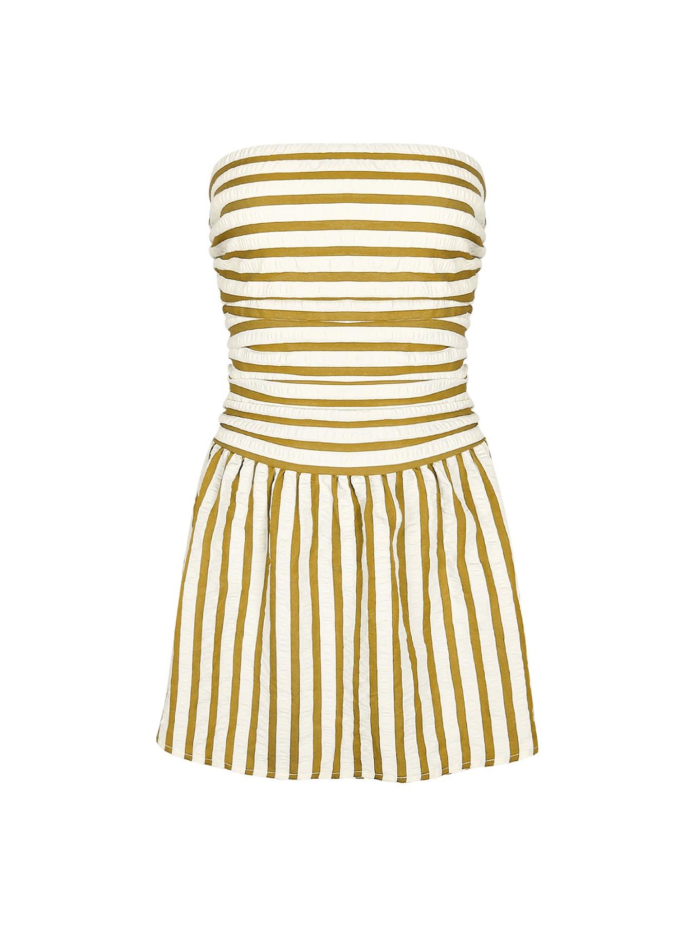 Women's Striped Print Tube Romper, Casual Strapless Romper for Summer, Fashion Women's Clothes for Daily Wear, Womenswear