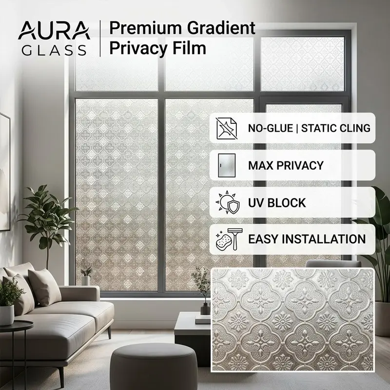 Luxury 3D Retro Geometric Window Privacy Film, Max Privacy, Decoration, Static Adhesive, No Glue Needed, Anti-Spy Frosted Glass Sticker, Easy Installation, Kitchen, Bathroom, Living Room
