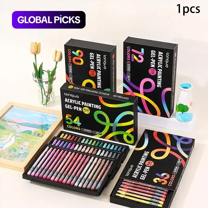 Languo Large-Capacity Acrylic Gel Pen Set, 36/54/72/90 Colors Mixed Art Markers, Ideal for Kids Drawing and Student DIY Creative Crafts, Art Craft Supplies #GLOBAL PICKS