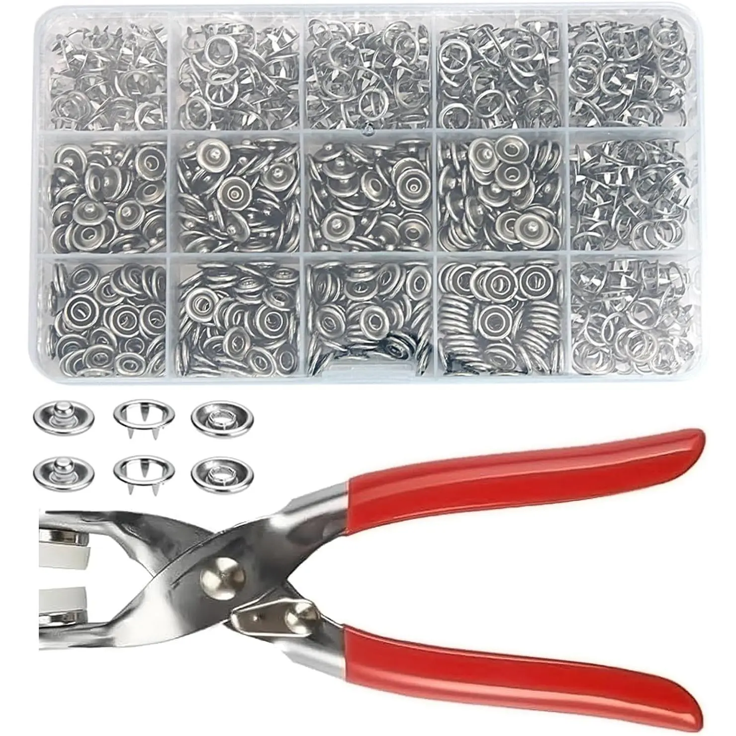 200 Sets Snaps for Fabric, Metal Snaps Buttons with Fastener Pliers Press Tool Kit for DIY Crafting, Clothing, Buttons for Clothes Sewing (9.5mm)
