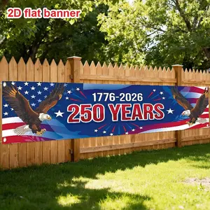 2D Flat Banner HD Digitally Printed Polyester Photography Backdrop, American Flag Bald Eagle Design Background Cloth for USA 250th Anniversary Celebration, Independence Day, 4th of July, National Holiday Party Decor, Soft Lightwei