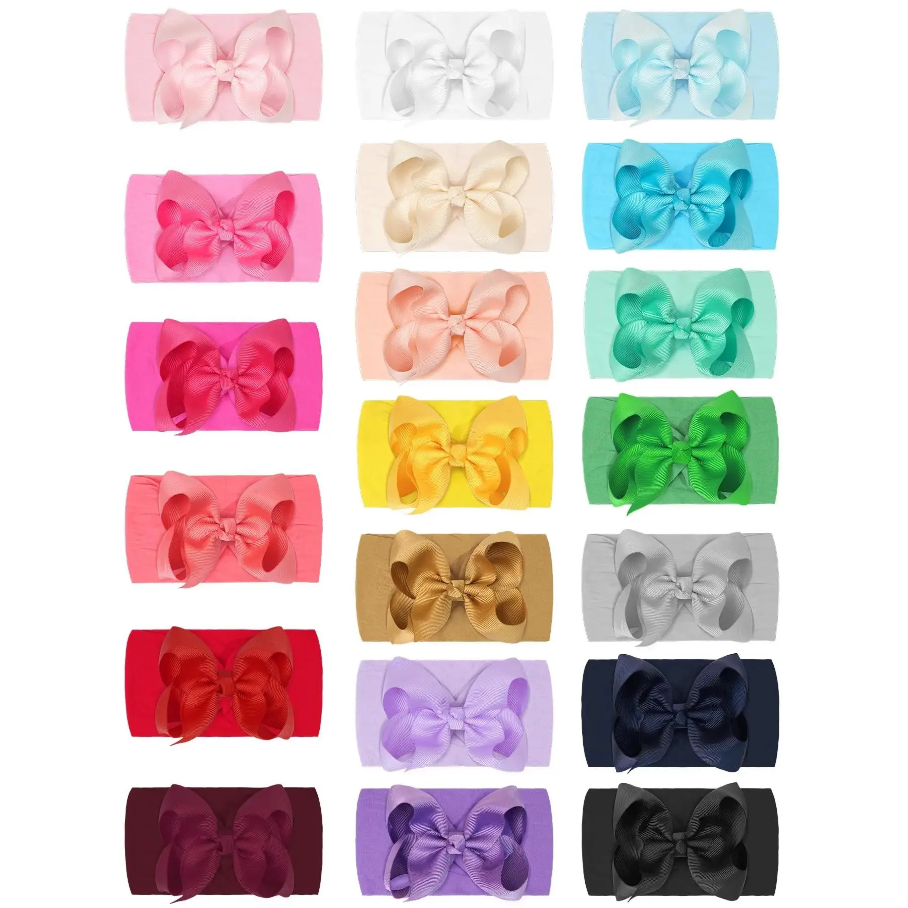 20 Pack Baby Hair Bows, 4 inch Butterfly Knot Headbands, High Elastic Soft Hair Accessories for Newborns & Toddlers, Cute Infant Shower Gifts, Elastic Hair Accessory