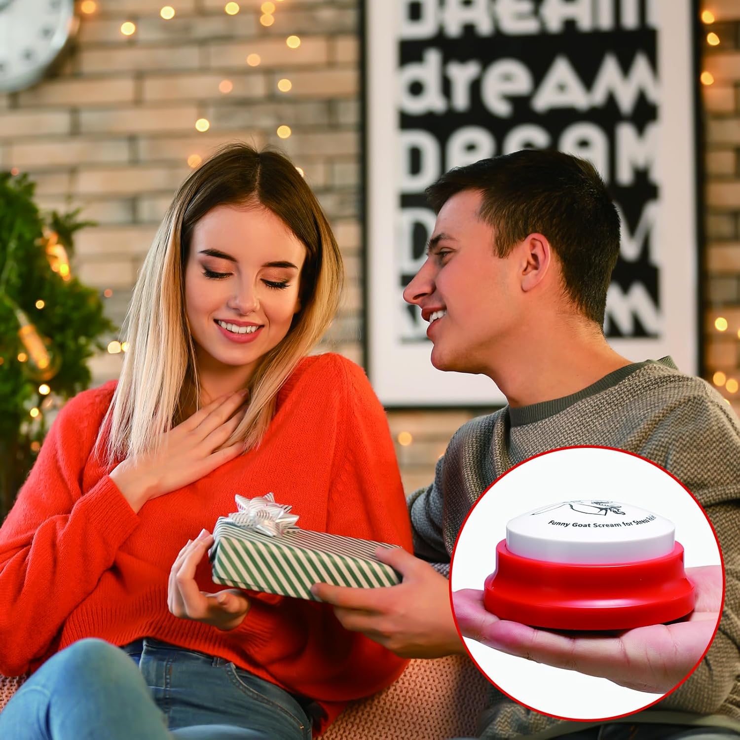 X-SRT46 Screaming Goat Sound Button,Screaming Goat Desk Toy Talking Button,Funny Gag Gifts for Men Women,Weird Things Office Pranks Stuff for Adults,Prank Noise Maker,White Elephant Gifts for Adults