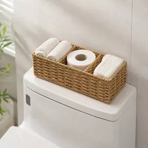 Handmade Eco-Friendly Paper Rope Decorative Storage Baskets, Household Divided Storage Boxes & Organizer Baskets, Bathroom Storage Caddy, Toilet Tank Paper Holder, Cosmetic Storage Organizer, Multi-Purpose Home Sundry Organizer