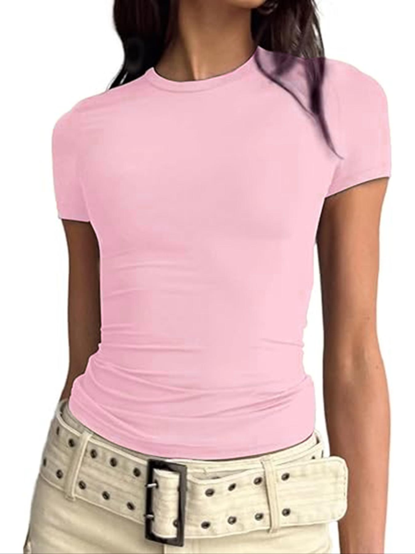 Women's 3pcs Plain Round Neck Loungewear Tee, Casual Basic Short Sleeve T-shirt for Daily Wear, Ladies Sleepwear, Womenswear, Summer Outfits 2024