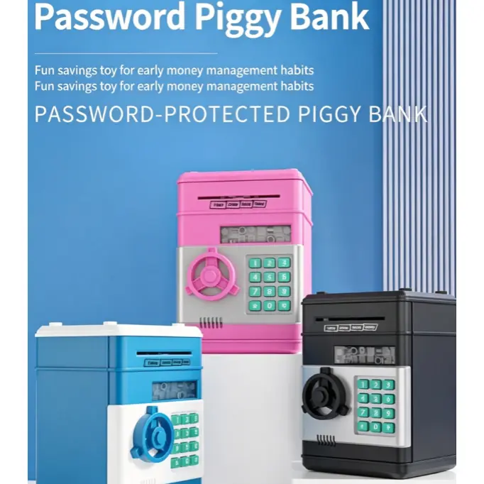 Smart Password Piggy Bank Large Capacity Creative Children Design Savings Only No Withdrawal Coin Money Box For Kids dollar target challenge vault 3-12 year old boy hot gift wooden letter adult
