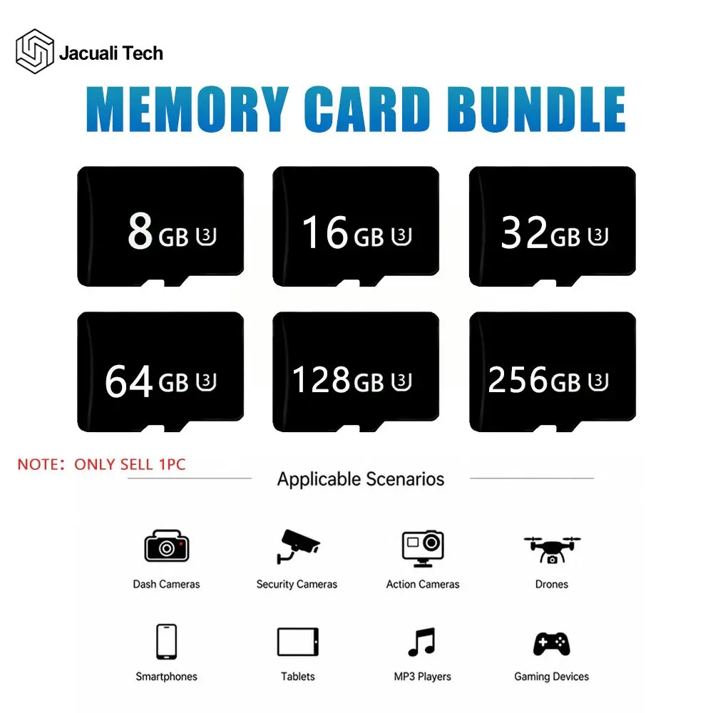 High Endurance Micro SD Memory Card, 8GB-256GB, C10 U3 V30, 2k Qhd Recording, Durable Storage for Dash Cams, Home Security Cameras