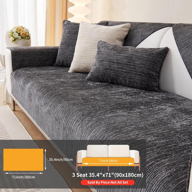 Solid Color Jacquard Chenille Sofa Cover, Jacquard Couch Covers, Non-Slip Sofa Slipcover Protector for Home & Living Room, Fits 1- to 4-Seat Sofas, Sofa Couch Cover