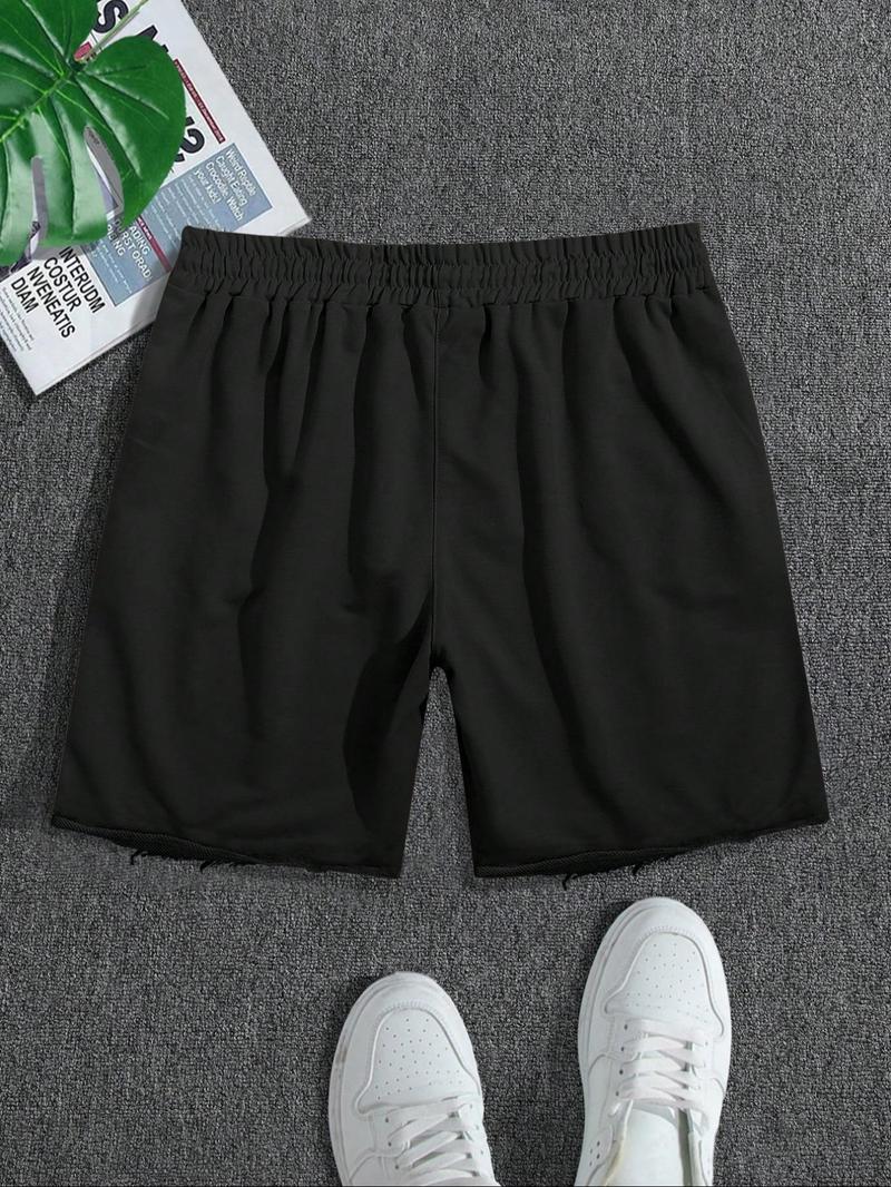 Men's Regular Fit Solid Color Track Shorts, Casual Comfy Breathable Shorts for Daily Outdoor Wear, Men's Bottoms for Summer, Menswear, Casual Streetwear Shorts