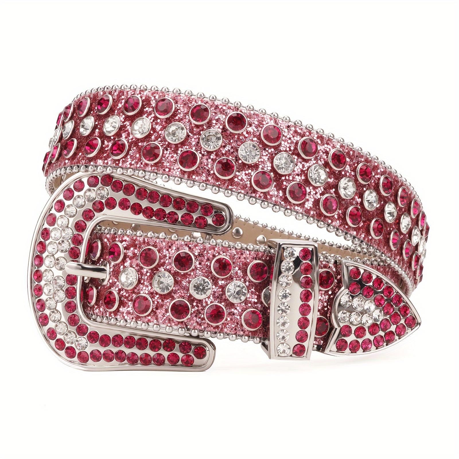 Shiny Luxury Rainbow Klein Stone Western Buckle Belt, Summer Fashion Holographic Belt, Rhinestone Cowgirl Belt, Glitter Sparkle Punk Belt for Party Dance, Daily Clothing Decoration Style cheetah print belt belts men