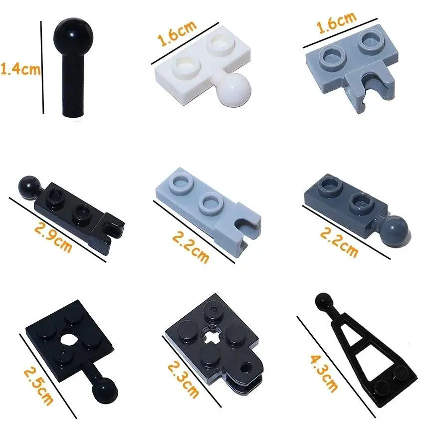 Plastic MOC Building Blocks Technical Parts Kit with Hole Horizontal Belt, Small Ball Base, Joints, Particles (14419,14704,15456,63082,2508) for Friend-Focused Industrial Stress Relief Toys