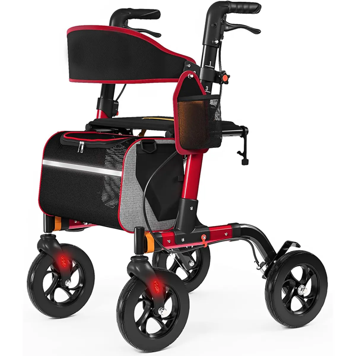 Walkers for Seniors, Rollator Walker with Seat, 350 lb Capacity, 18 Inch Wide Padded Seat, 8 Inch All Terrain Wheels, Lightweight Foldable Aluminum Walker, 6 Level Adjustable Height, Storage Bag, Rolling Mobility Aid