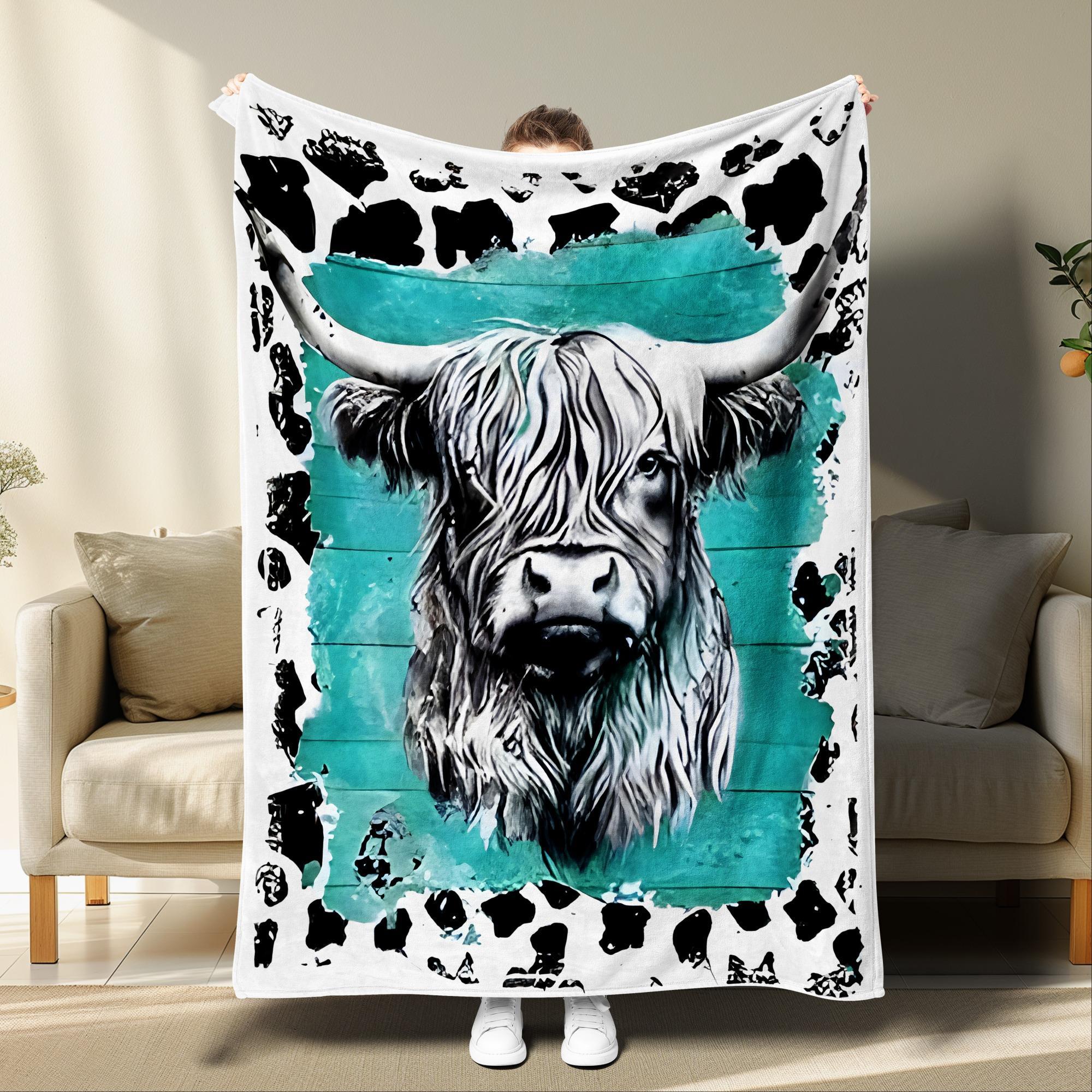 Yak Print Cozy Blanket, Soft Comfortable Warm Napping Throw, Sleeping Bedding Supplies for Home Office Travel