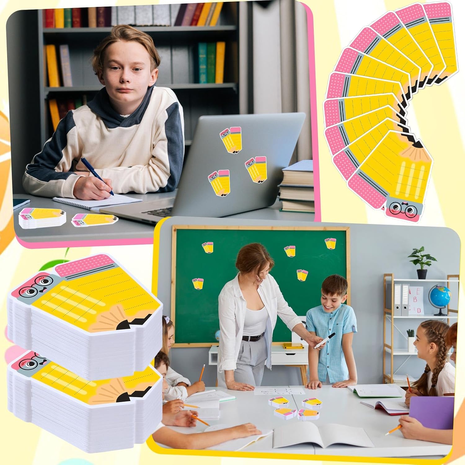 48 Pads 1440 Sheets Teachers Sticky Notes  to School Appreciation Gifts Self Adhesive Memo Pads Cute Gifts for  Students Classroom(Pencil 1)